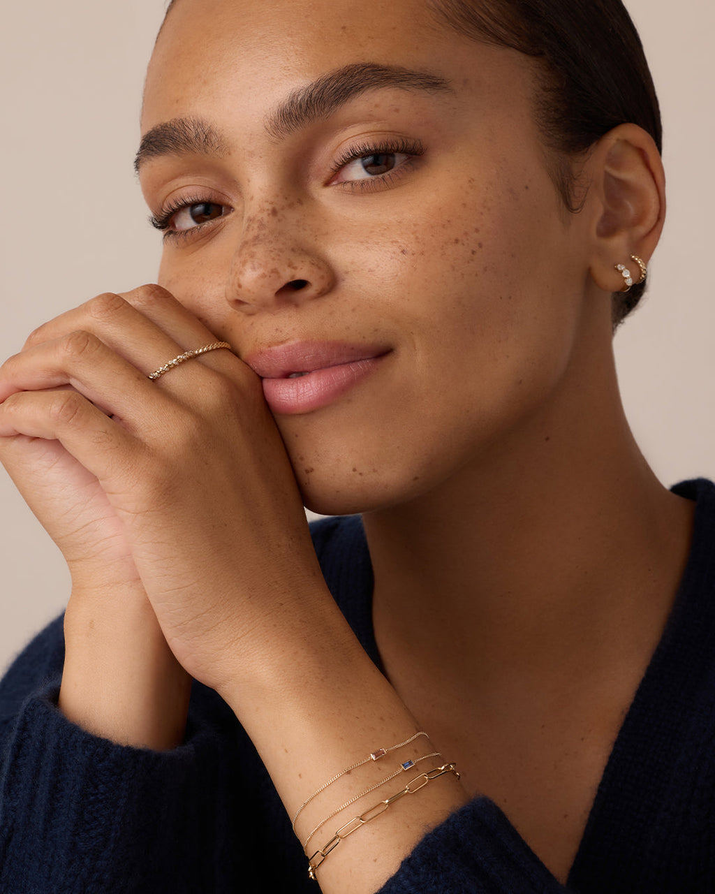 14K Gold Wilder Birthstone Bracelet || option::14K Solid Gold, Blue Sapphire - September