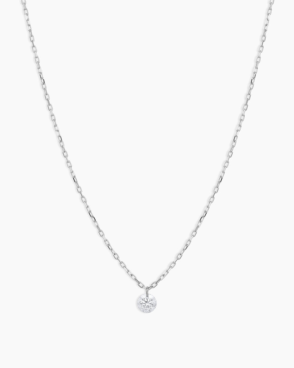 Floating Diamond Necklace || option::18K Solid White Gold