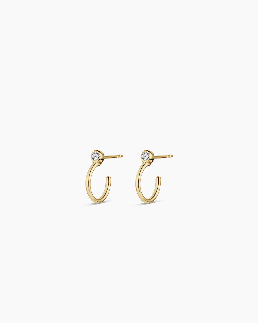 Lab Grown Diamond Circle Stud Huggies || option::14K Solid Gold