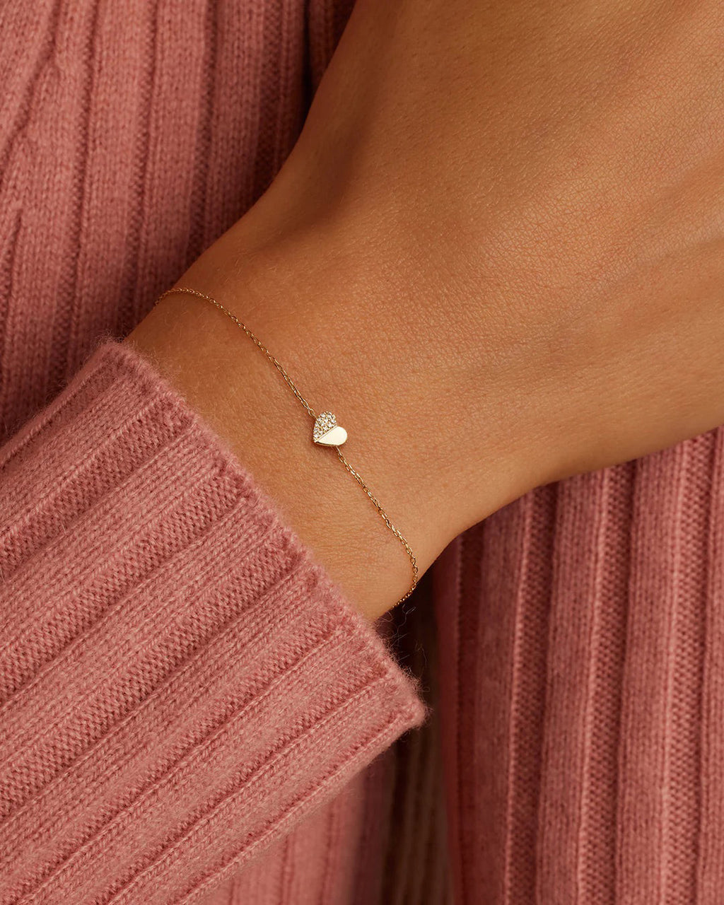 Diamond Bond Bracelet Set || option::14K Solid Gold, Single - Diamonds Left