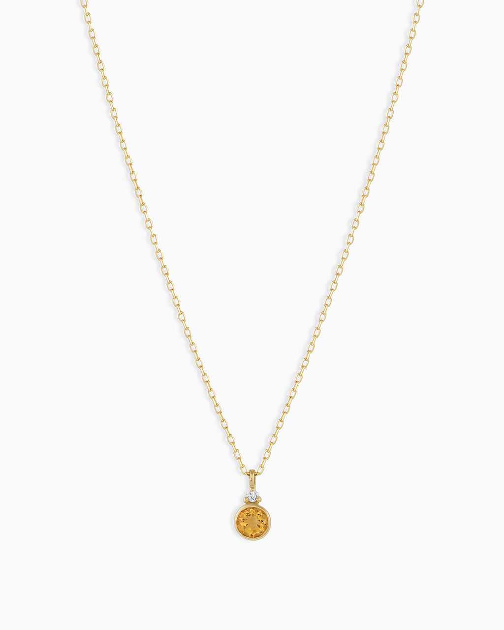 Citrine Birthstone Necklace November Birthstone Necklace  || option::14K Solid Gold, Citrine - November