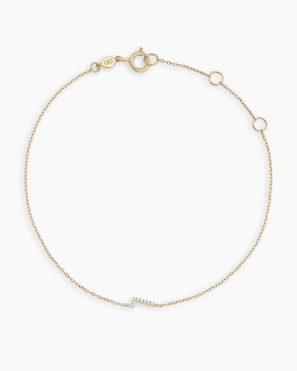 Diamond Pavé Alphabet Bracelet #L || option::14K Solid Gold, L