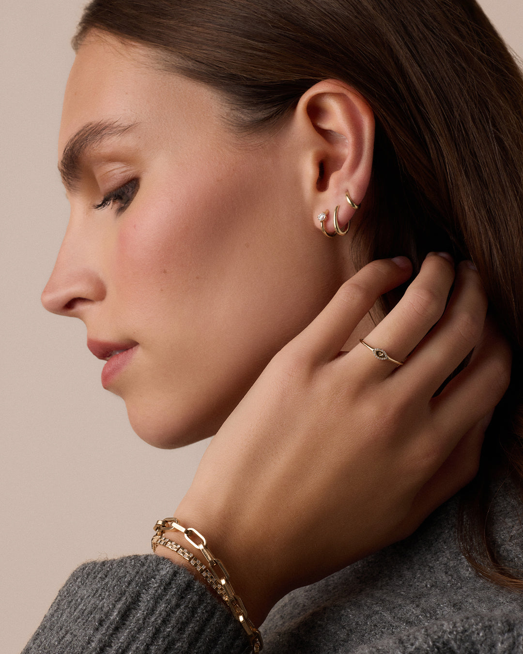 14K Gold Everyday Oval Huggies || option::14K Solid Gold, 12mm
