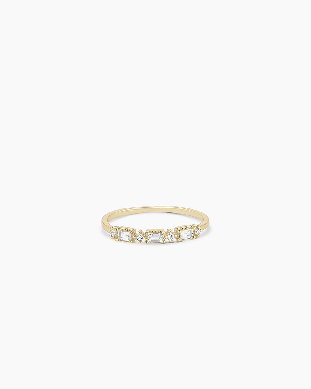 Baguette White Topaz andDiamond Ring || option::14K Solid Gold