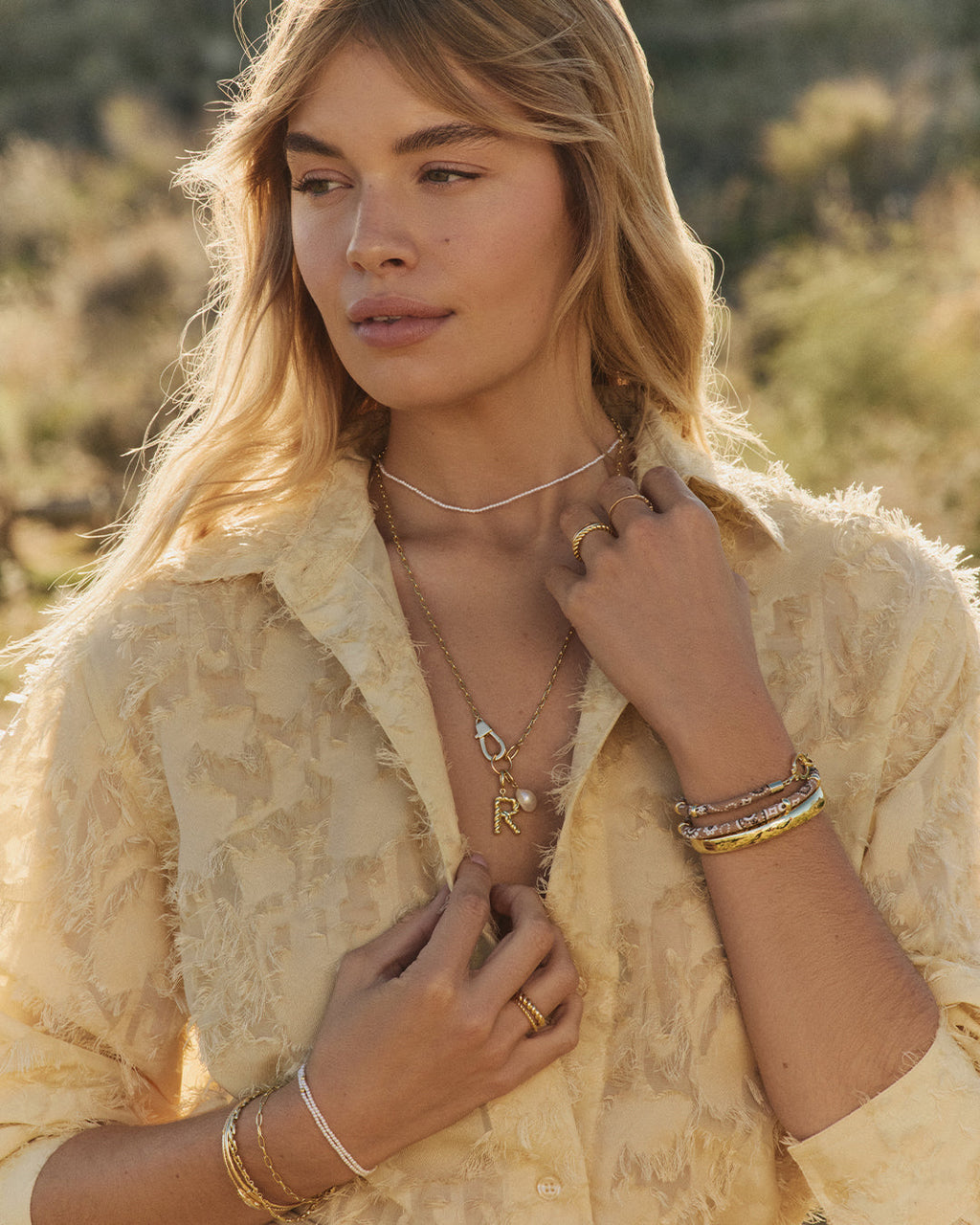 Paisley Bandana Wrap Bracelet || option::18K Gold Plated, Taupe