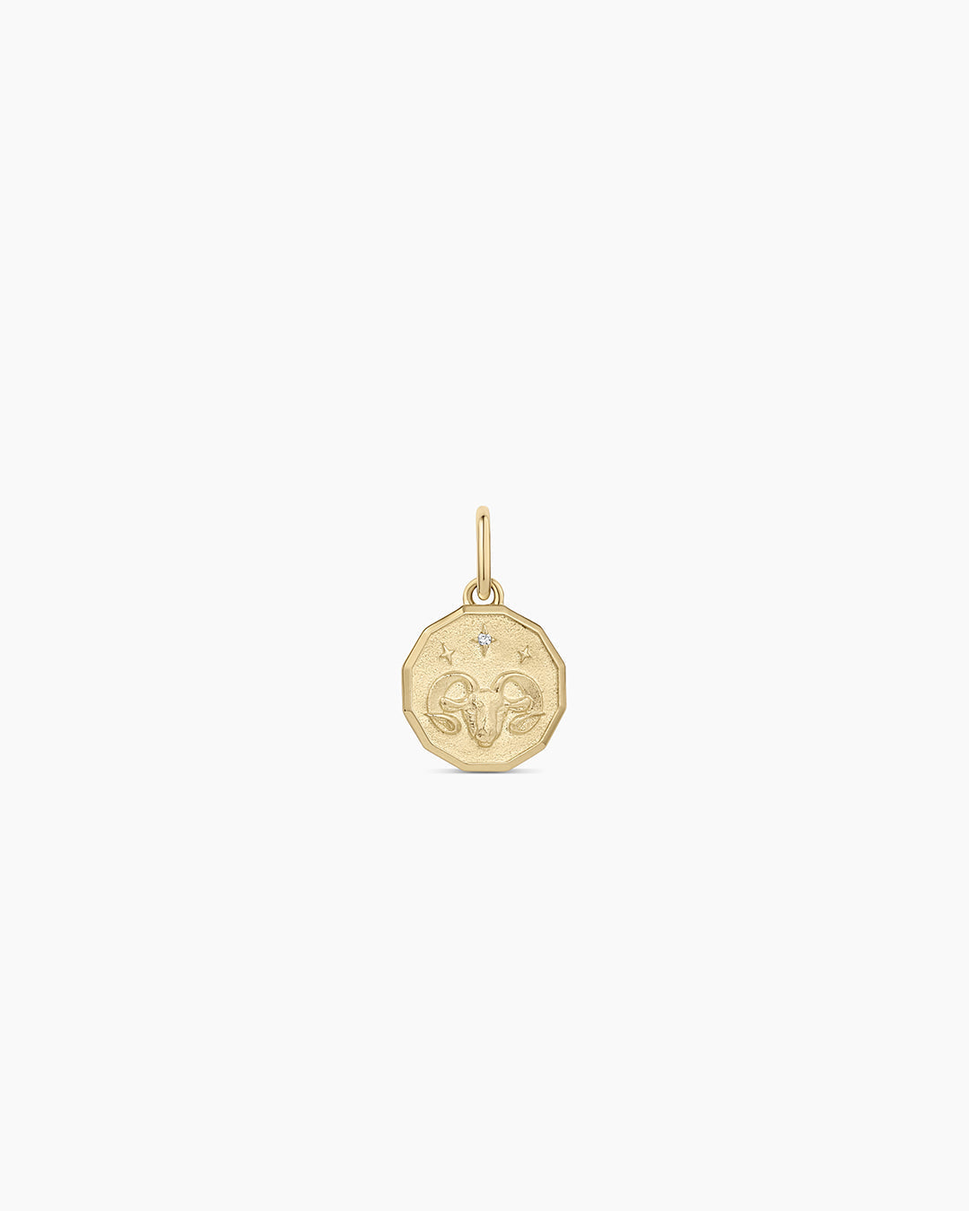 Diamond Zodiac Coin Charm || option::14K Solid Gold, Aries
