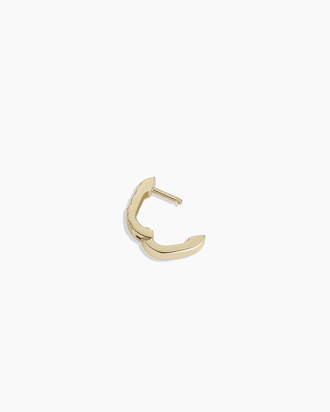 Diamond Checkered Mini Single Huggie || option::14K Solid Gold