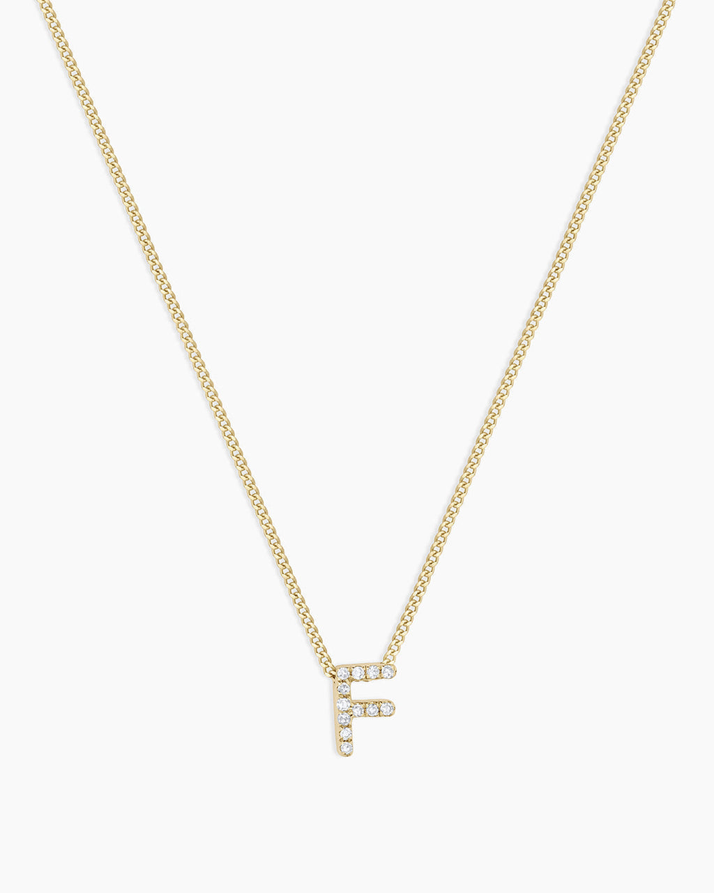 Diamond Alphabet Necklace || option::14K Solid Gold, F