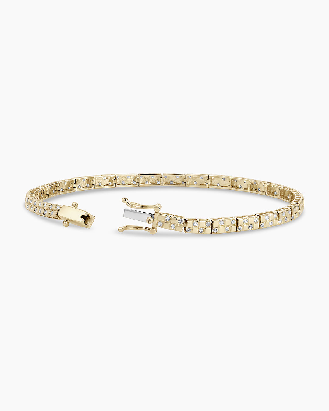 Diamond Checkered Tennis Bracelet || option::14K Solid Gold, 6 in.
