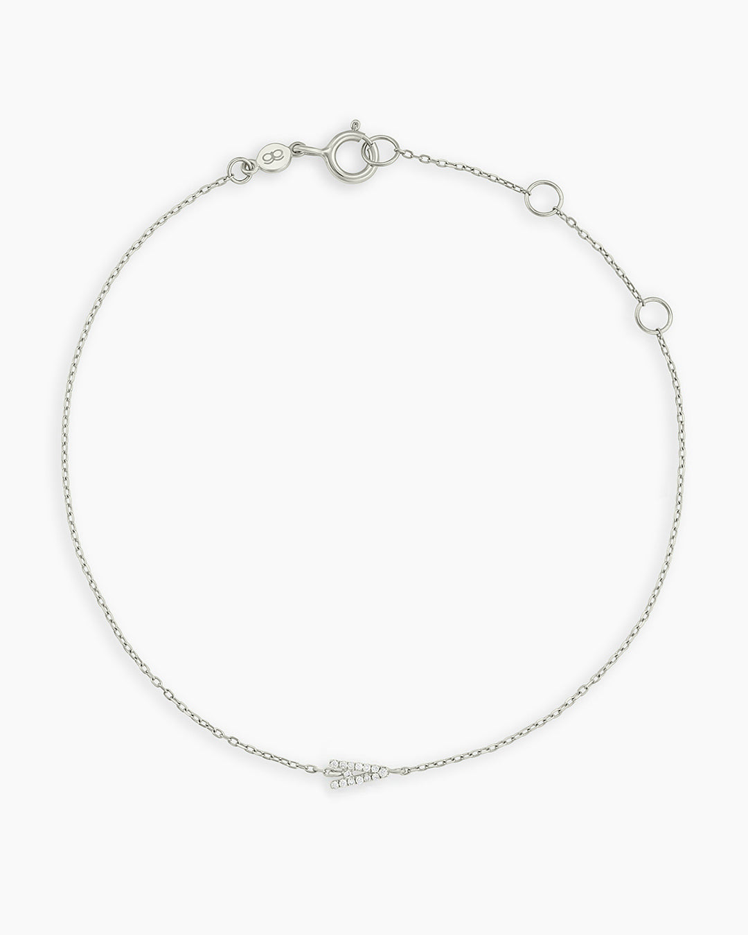 Diamond Pavé Alphabet Bracelet #A || option::14K Solid White Gold, A