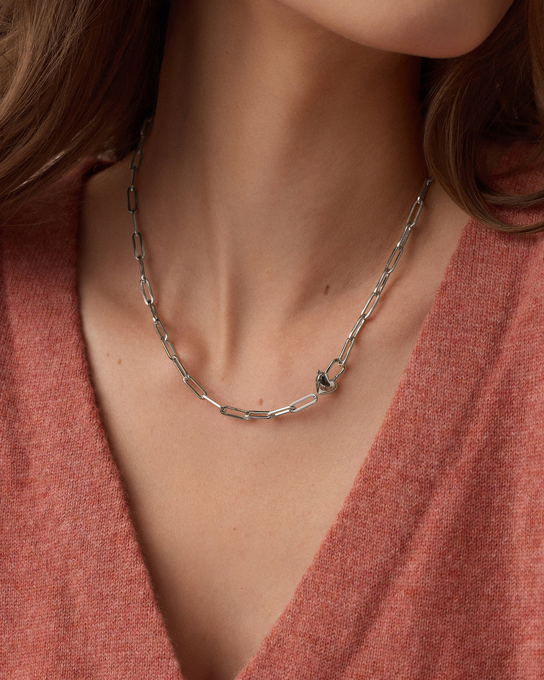 Heart Padlock Necklace || option::Silver Plated