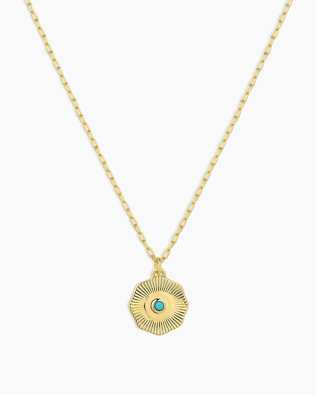 Birthstone Coin Necklace || option::18K Gold Plated, Turquoise - December