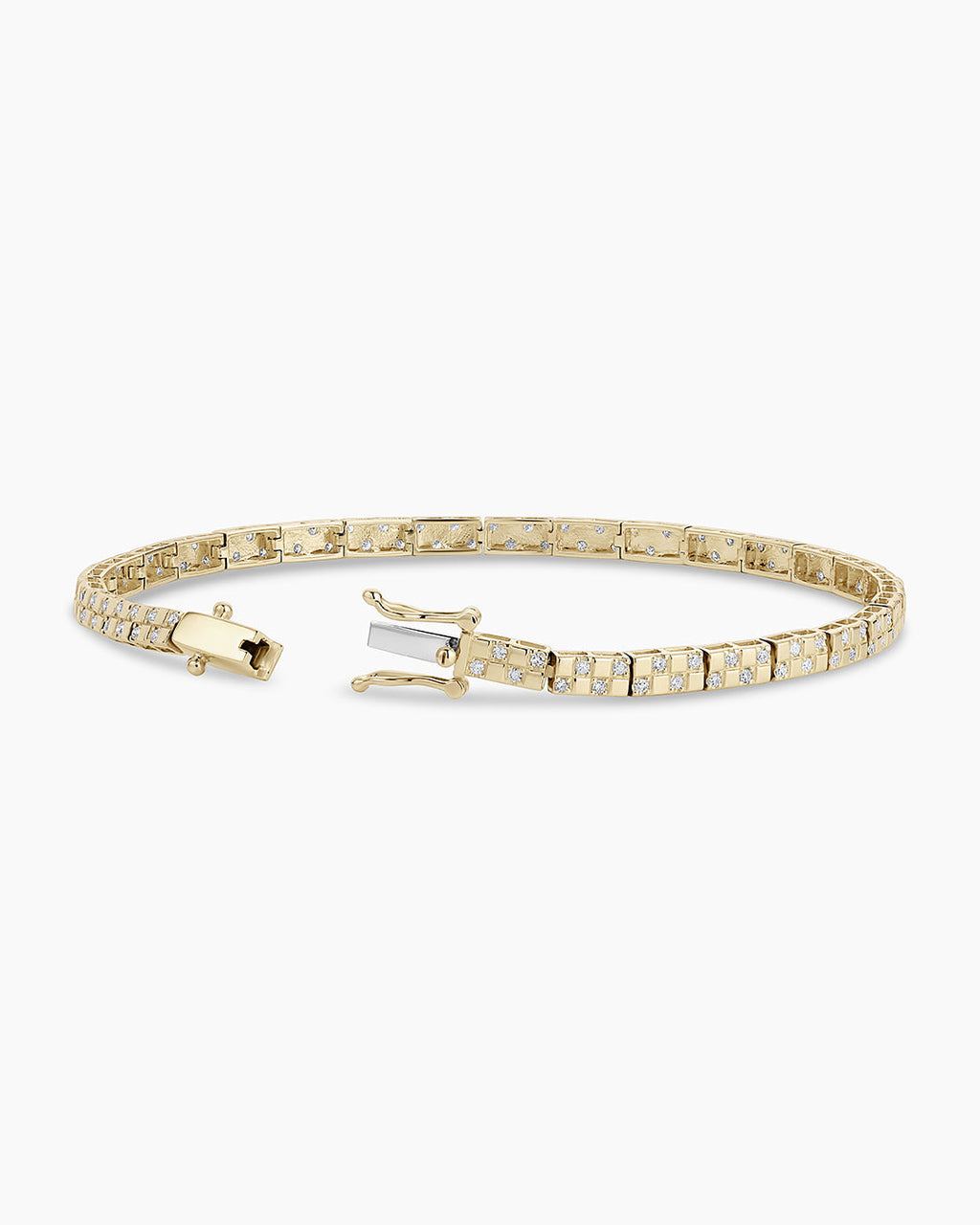 Diamond Checkered Tennis Bracelet || option::14K Solid Gold, 6.5 in.