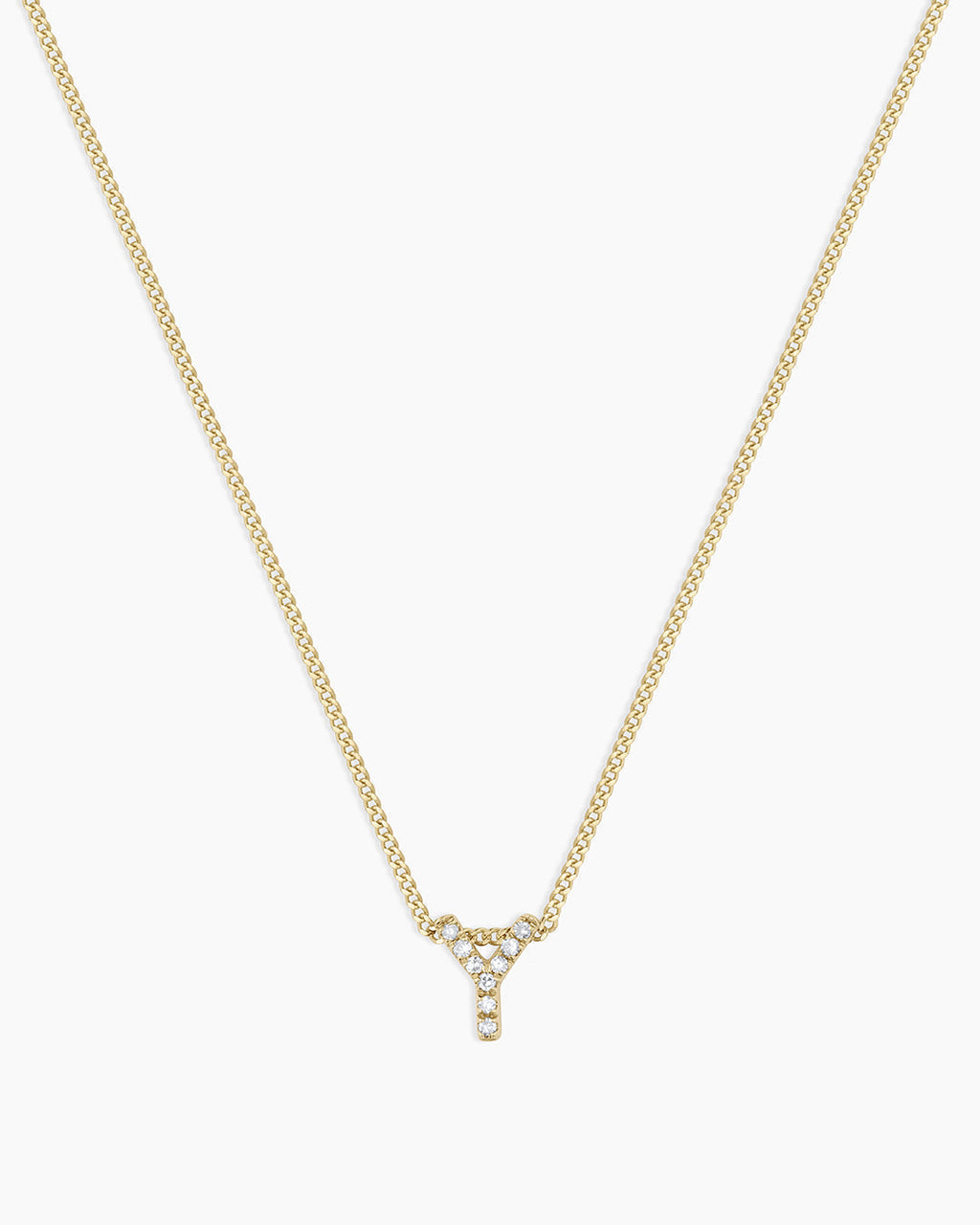 Diamond Alphabet Necklace || option::14K Solid Gold, Y