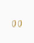 Diamond Pave 9 mm Huggie || option::14K Solid Gold, 9mm