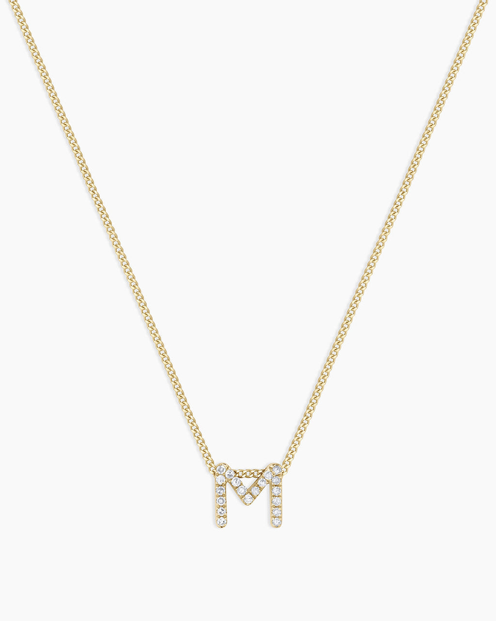 Diamond Alphabet Necklace || option::14K Solid Gold, M