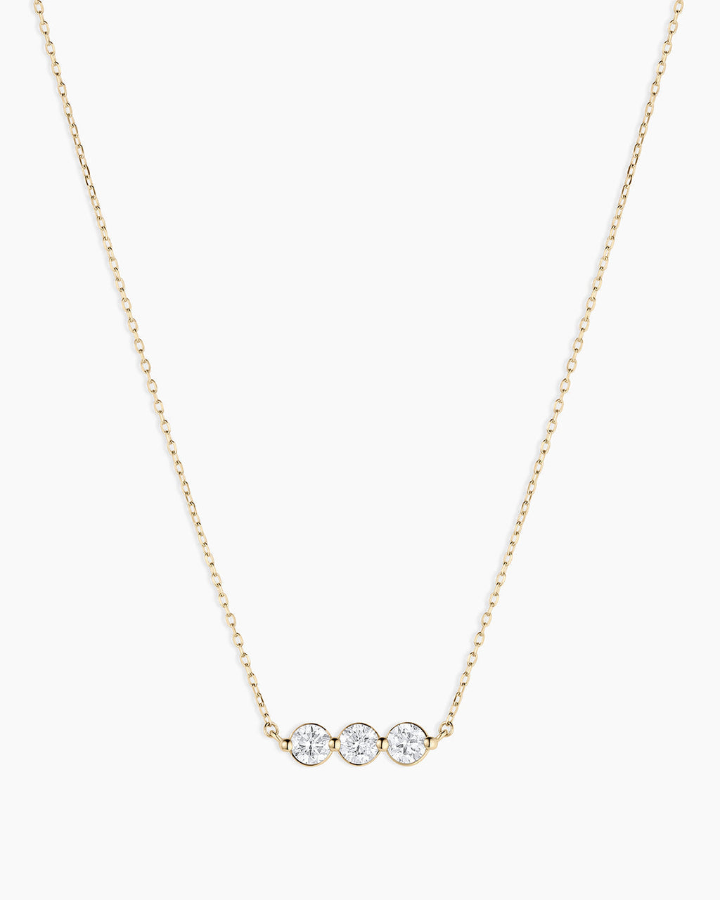Lab Grown Diamond Halo Row Necklace || option::14K Solid Gold