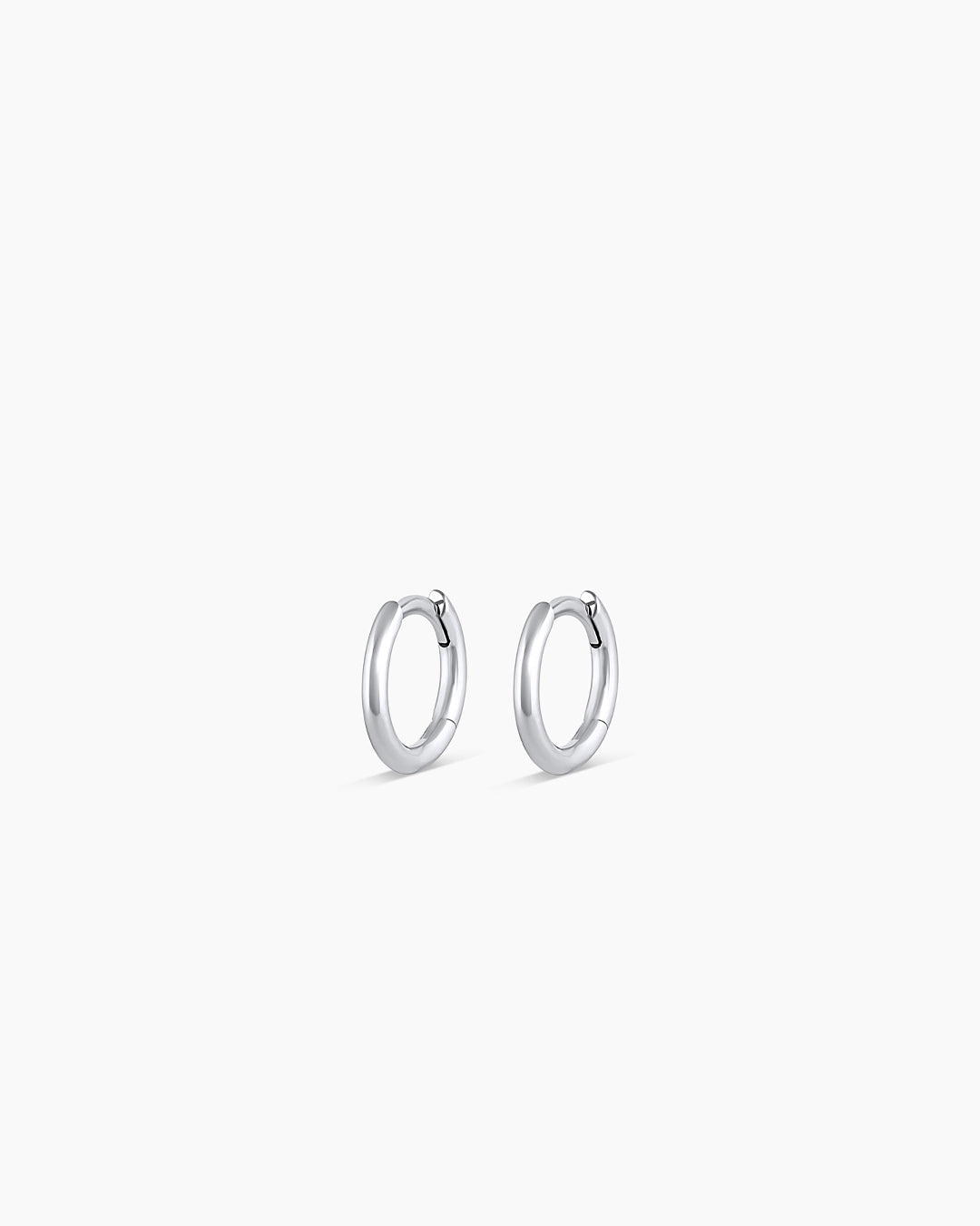 Classic Gold Huggie || option::14K Solid White Gold, 8mm