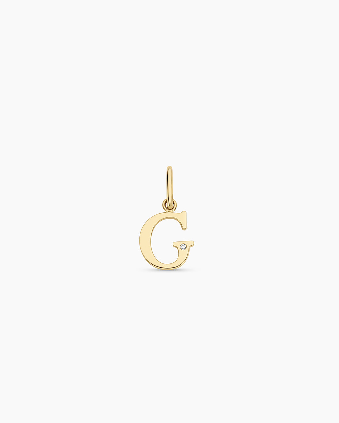 Diamond Vintage Alphabet Charm || option::14K Solid Gold, G
