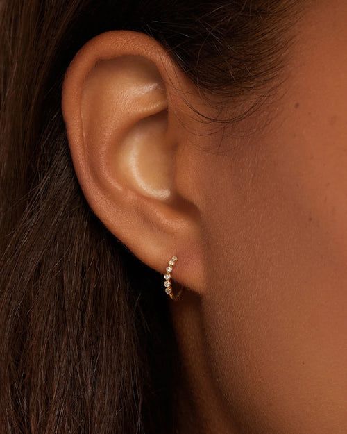 Classic Diamond Huggies || option::14K Solid Gold