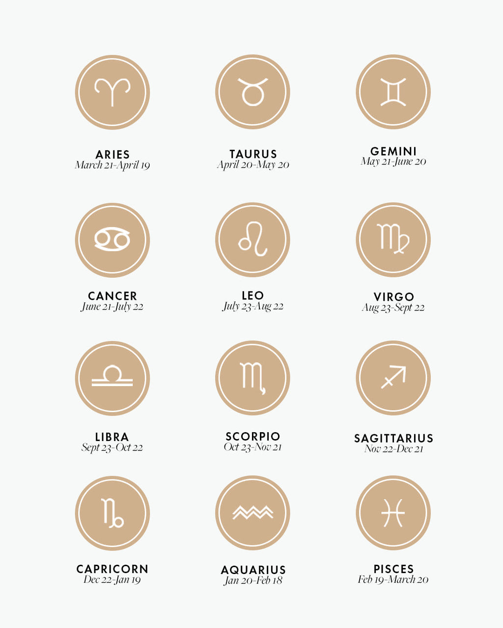 18K gold plated zodiac charms