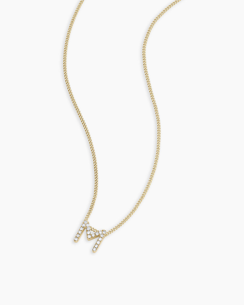 Diamond Alphabet Necklace || option::14K Solid Gold, M