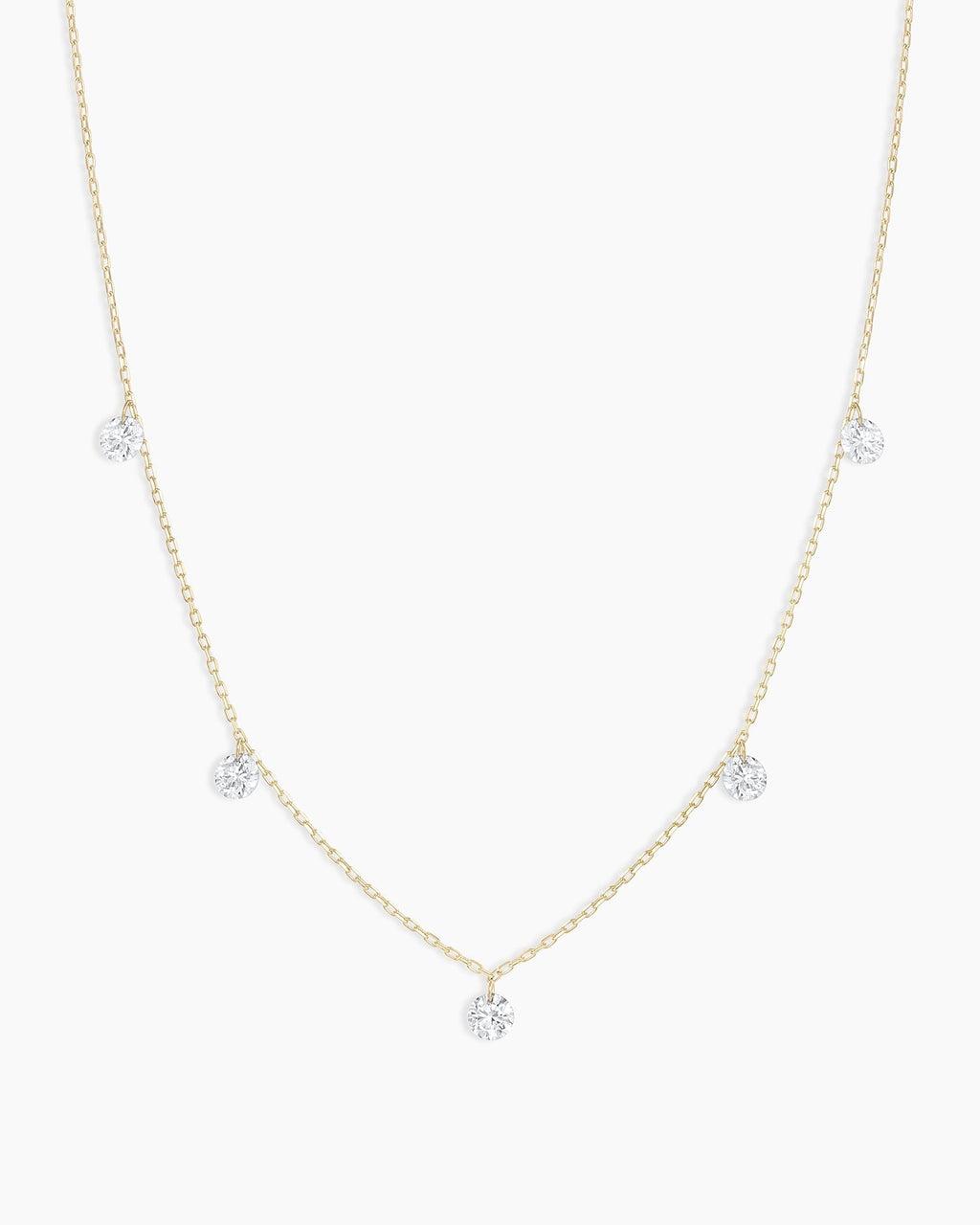 Floating Diamond Flutter Necklace || option::18K Solid Gold