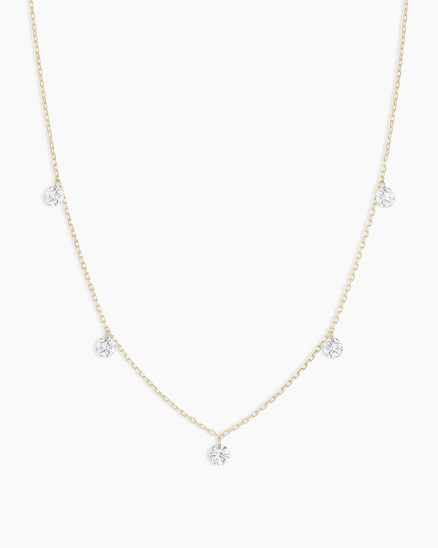 Floating Diamond Flutter Necklace || option::18K Solid Gold