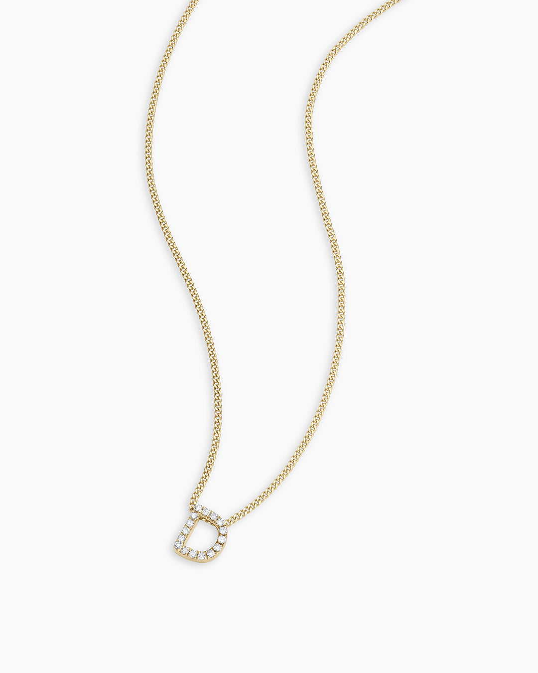 Diamond Alphabet Necklace || option::14K Solid Gold, D
