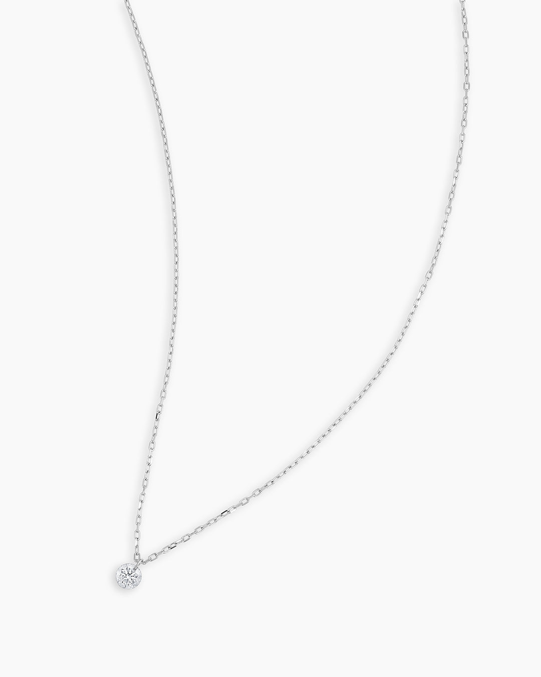 Floating Diamond Necklace || option::18K Solid White Gold