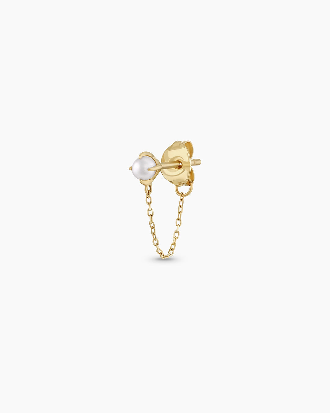 Pearl Newport Chain Huggie || option::14K Solid Gold