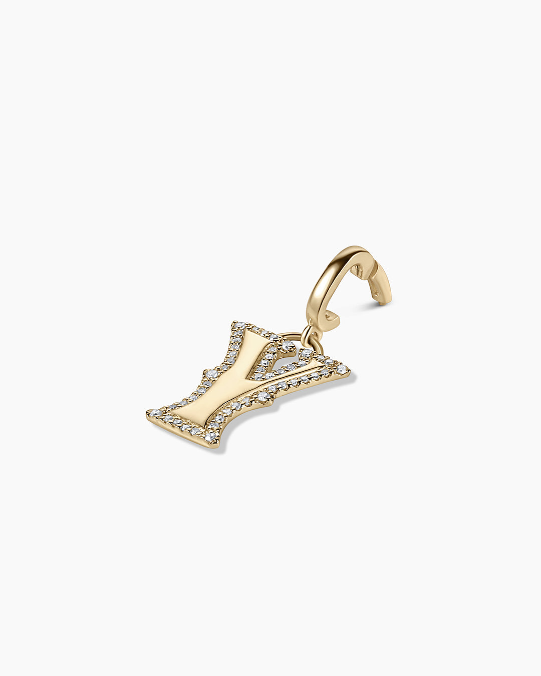 Diamond Era Alphabet Charm || option::14K Solid Gold, Y