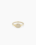 Diamond Pavé Signet Ring || option::14K Solid Gold