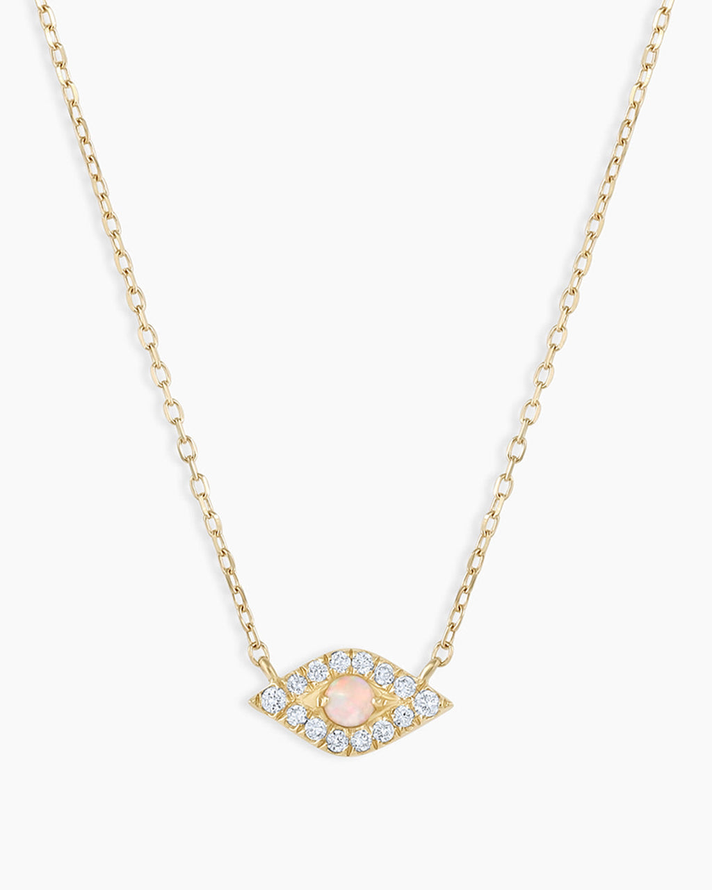 DiamondEvil Eye Necklace || option::14K Solid Gold