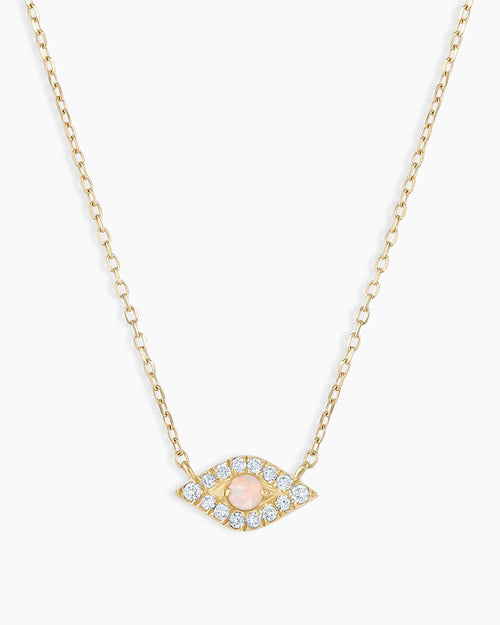 DiamondEvil Eye Necklace || option::14K Solid Gold