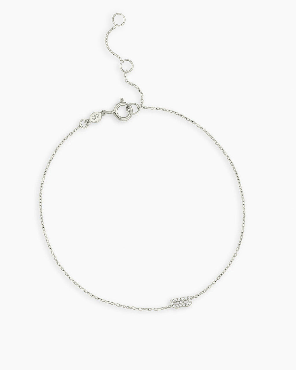 Diamond Pavé Alphabet Bracelet #B || option::14K Solid White Gold, B