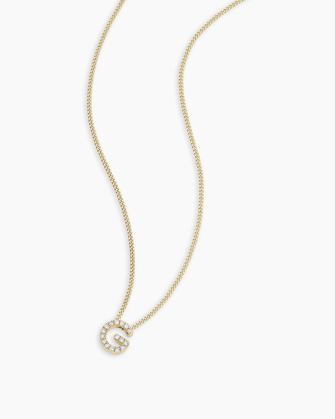 Diamond Alphabet Necklace || option::14K Solid Gold, G