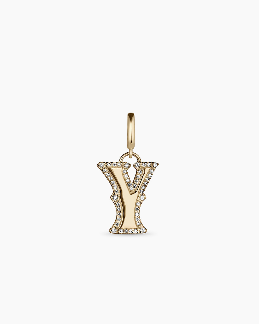 Diamond Era Alphabet Charm || option::14K Solid Gold, Y