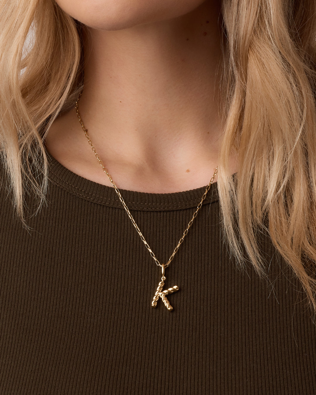 Crew Alphabet Statement Charm || option::18K Gold Plated, K