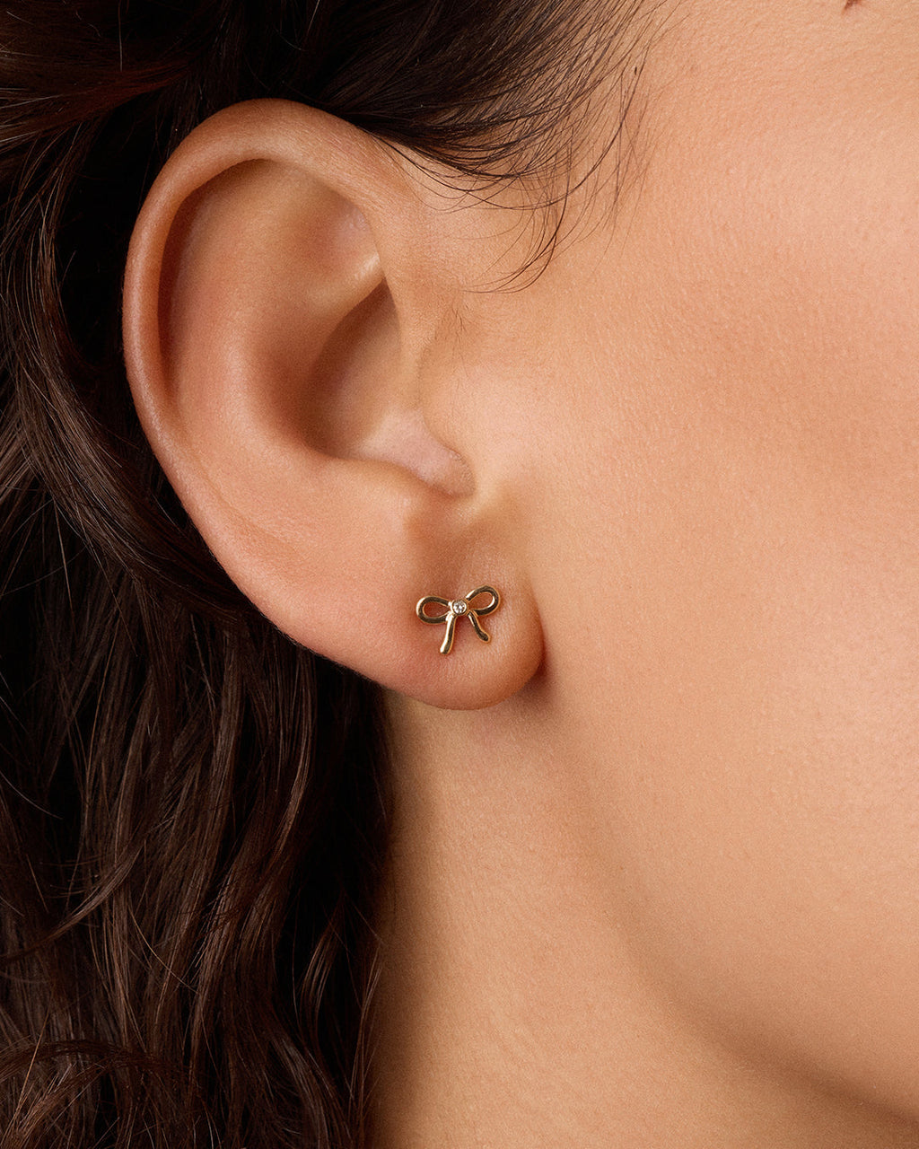 Diamond Put a Bow on it Single Stud || option::14K Solid Gold