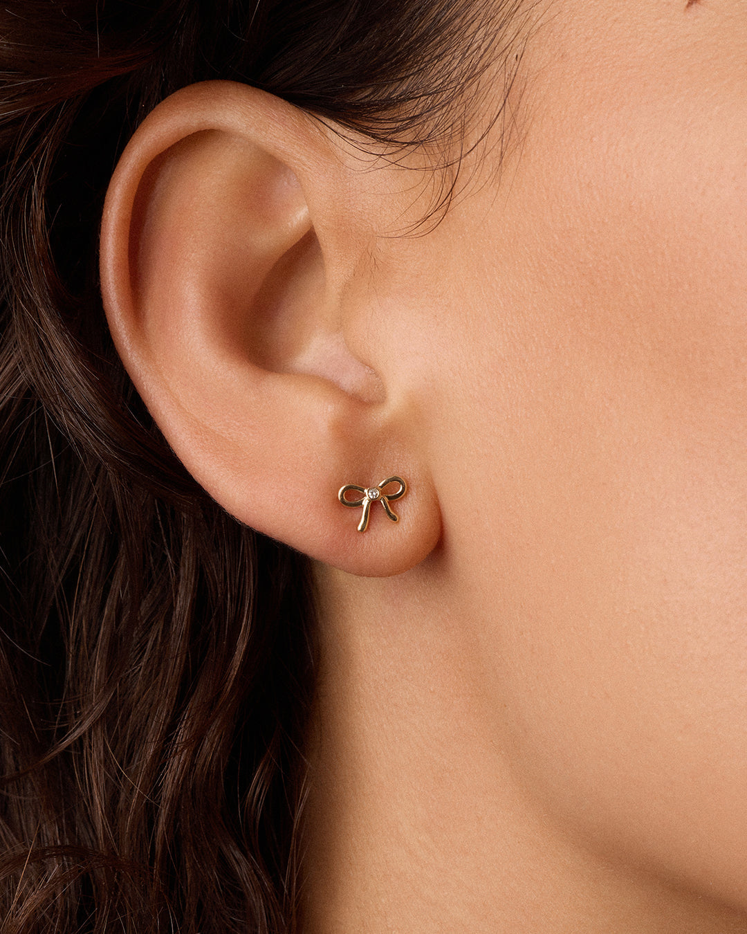 Diamond Put a Bow on it Single Stud || option::14K Solid Gold