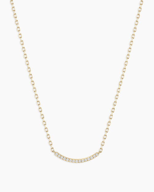 Diamond Taner Bar Mini Necklace || option::14K Solid Gold