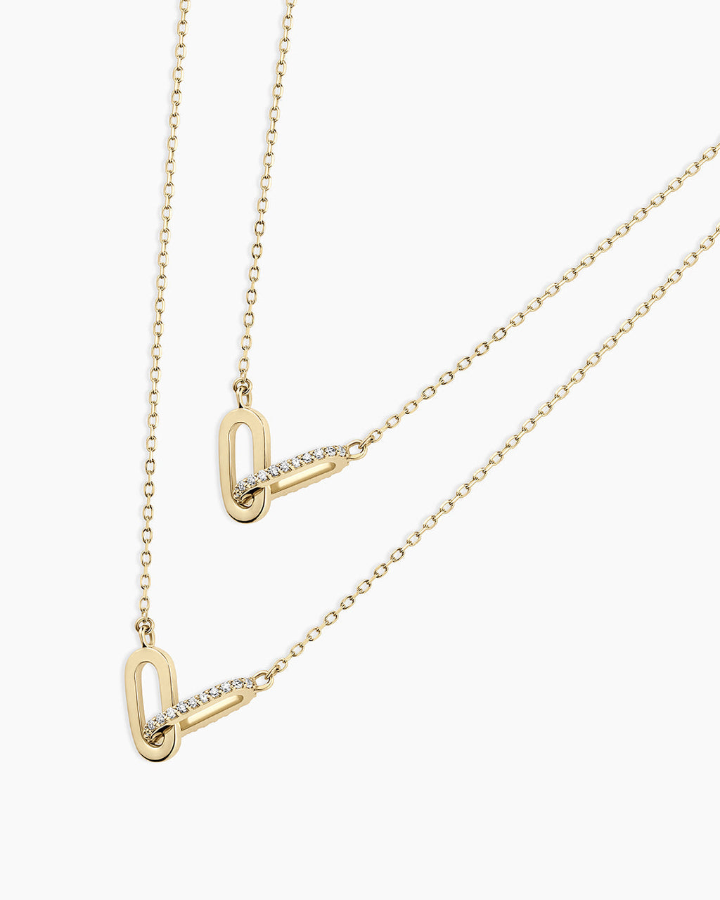 Diamond Bond Interlocking Link Necklace || option::14K Solid Gold, Set