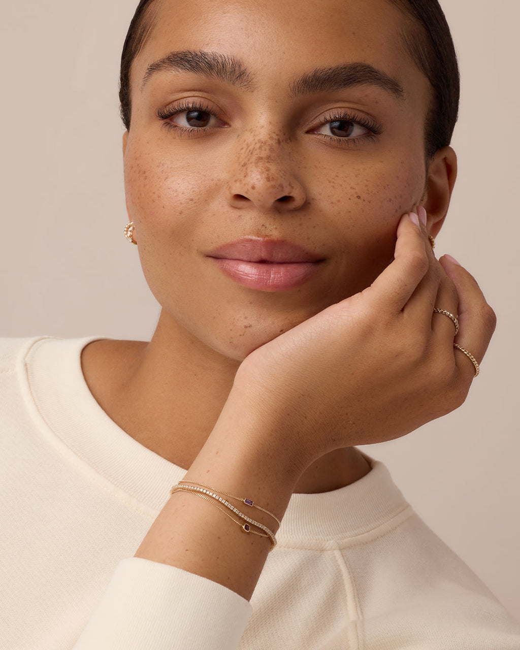 14K Gold Wilder Birthstone Bracelet || option::14K Solid Gold, Garnet - January