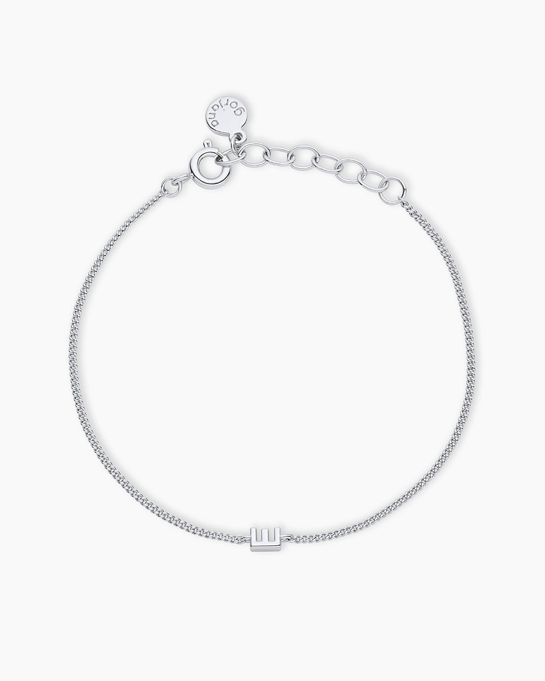 Wilder Mini Alphabet Bracelet || option:: Silver Plated, E