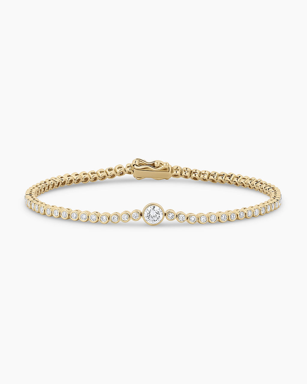 Lab Grown Diamond Circle Charm Tennis Bracelet || option::14K Solid Gold, 6 in.