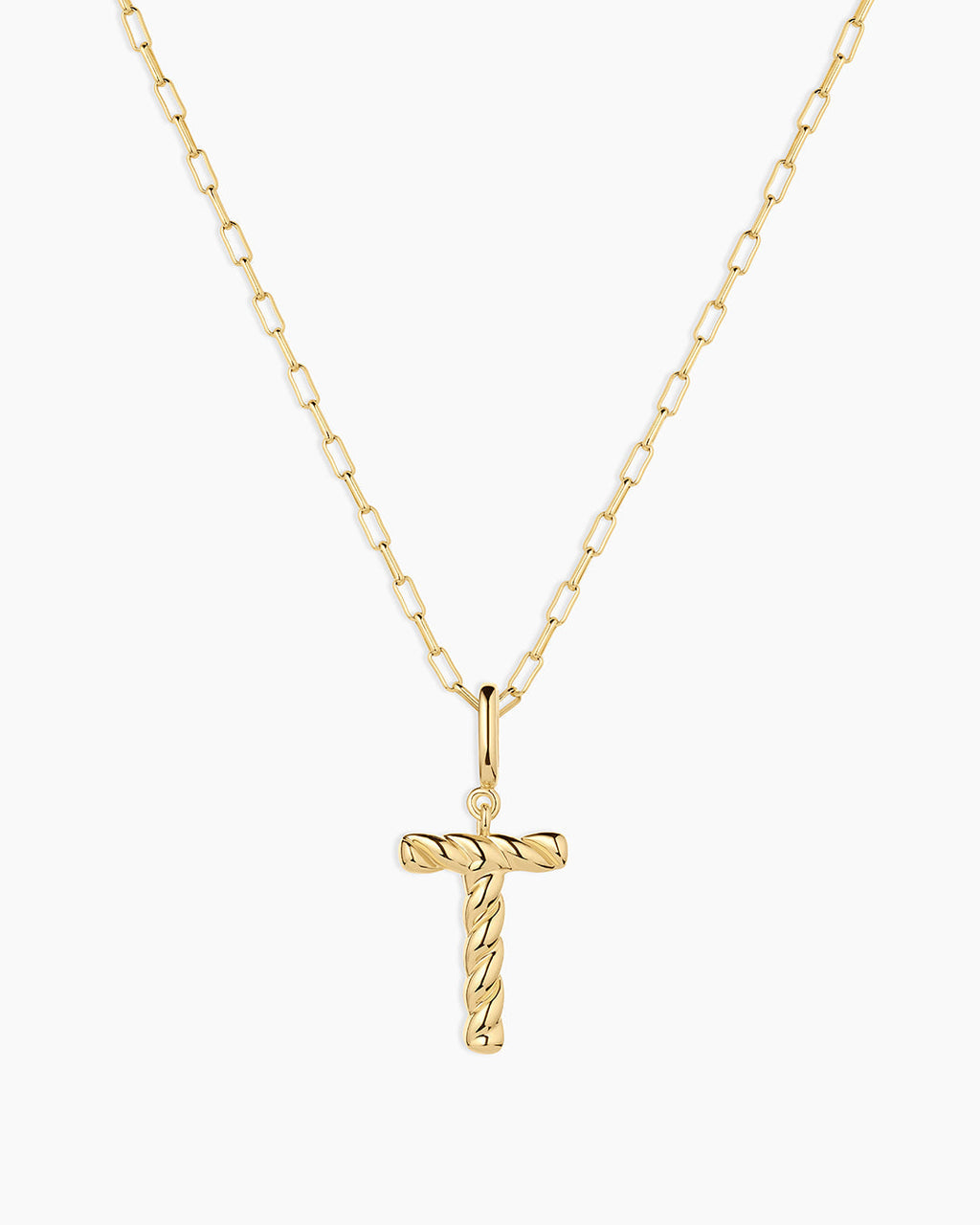 Crew Alphabet Statement Charm Necklace || option::18K Gold Plated, T