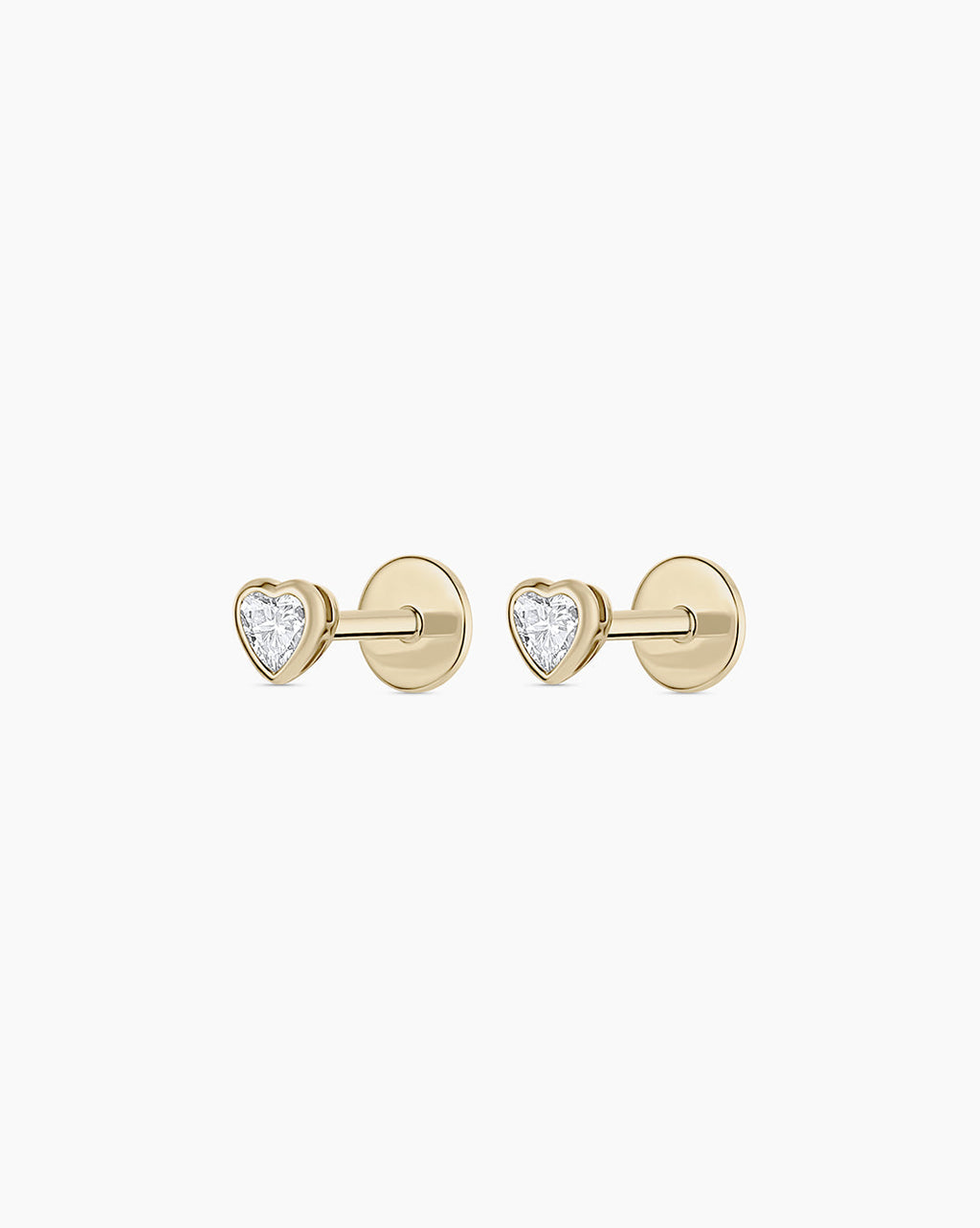 Lab Grown Diamond Heart Flat Back Studs || option::14K Solid Gold