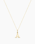 Diamond Vintage Alphabet Necklace || option::14K Solid Gold, A
