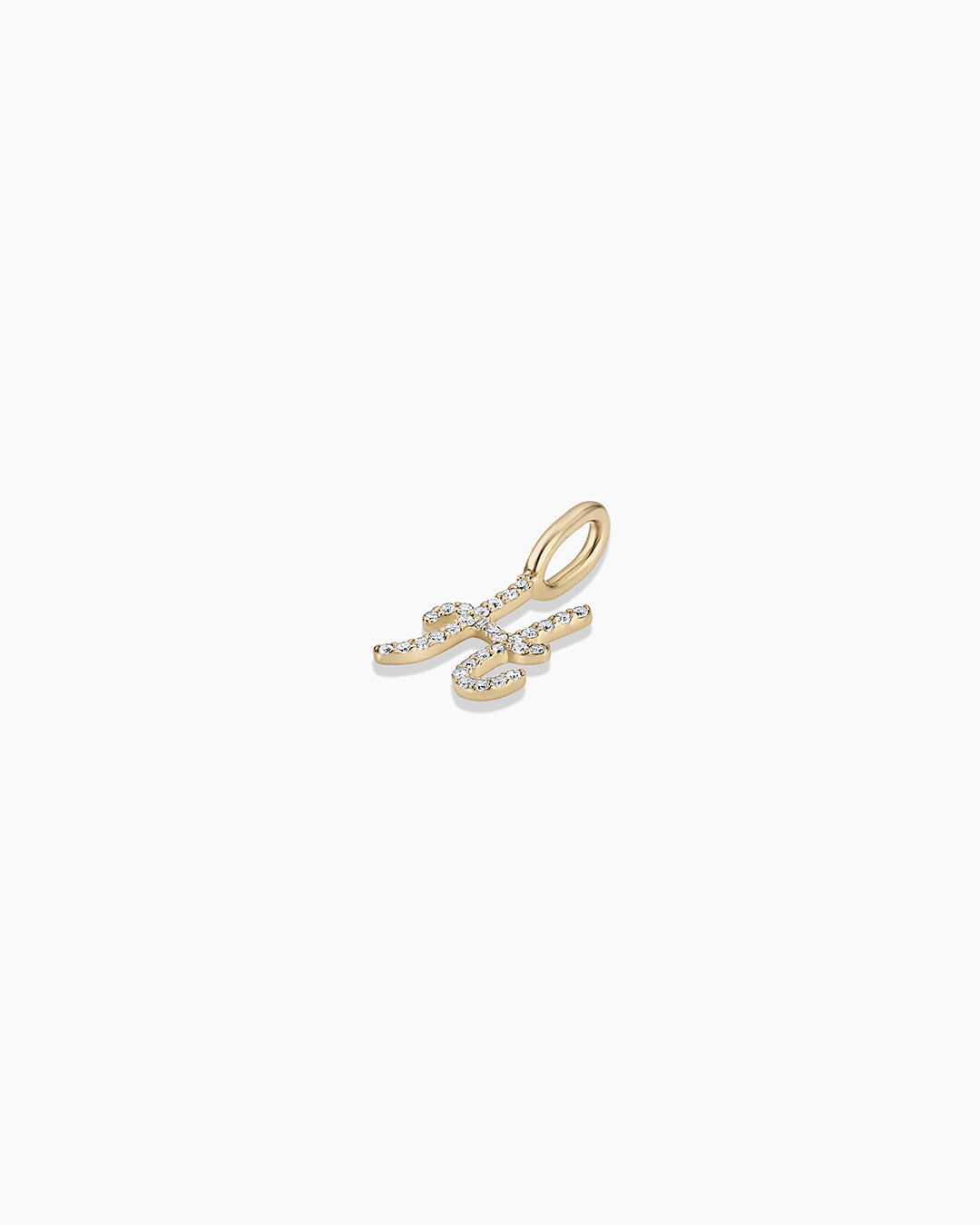Diamond Script Alphabet Charm || option::14K Solid Gold, H